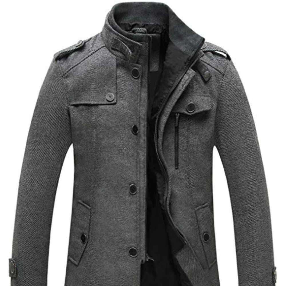NWT Men's Size S Wool Blend Peacoat Charcoal Grey